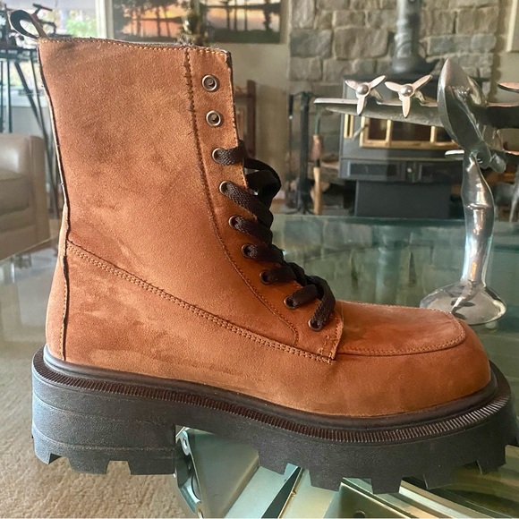 🍁TOPSHOP ‘Kayla’ size 9 1/2 —Chunky Russet Brown Suede Boots. FANTASTIC BOOTS ! - Picture 5 of 17